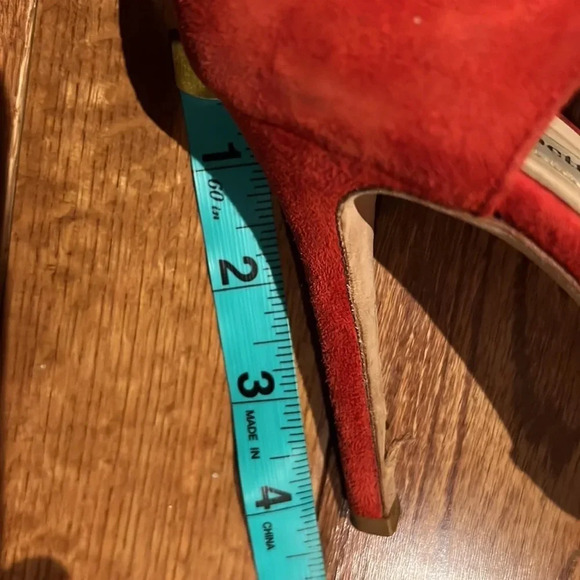 LK BENNET Red Pink patchwork suede trim Neoprene sandals HEELS Sz 37 - Picture 10 of 17